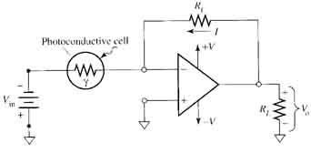 Diagram of a photocell that changes its resistance when light strikes it. The resistive sensors require a voltage supply. 